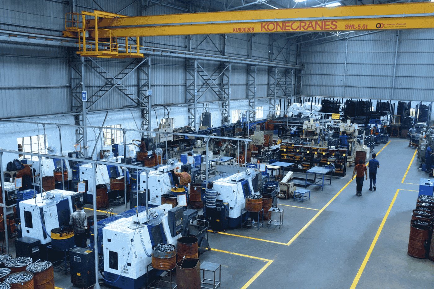 CNC machining bay on the engineered components floor