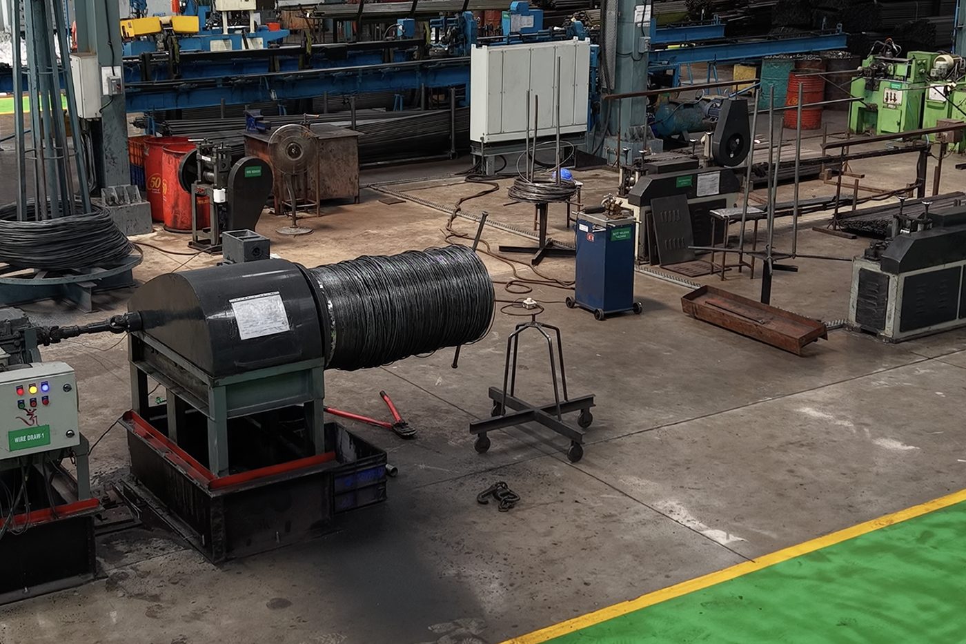 Wire drawing and threaded rod production line